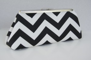 Jenny Girl Designs Black and White Chevron Print Clutch
